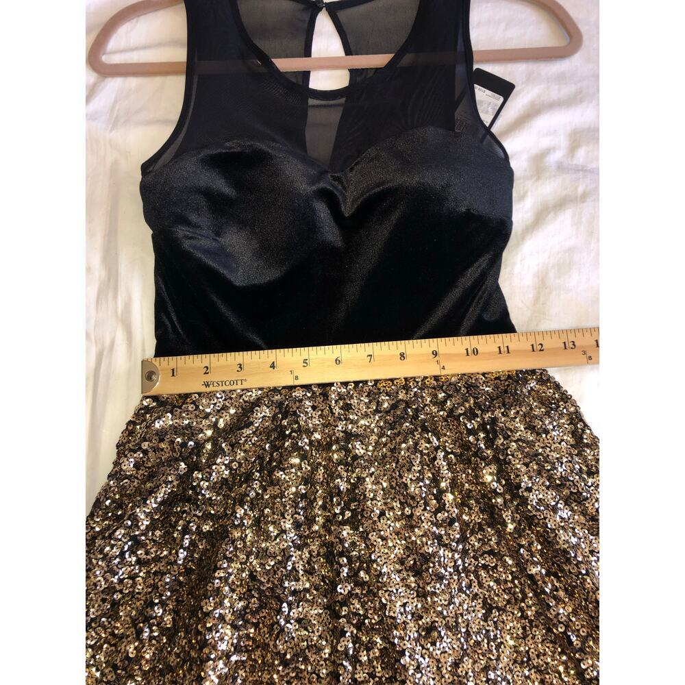 Guess Velvet Sequin Party Dress Size XS Black Gold Mini Glamoratti Indy Sleaze - Picture 7 of 15
